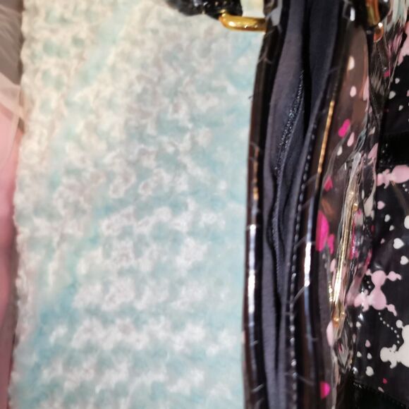 Jesus Diamante Poodle Print Hime Gyaru Gal Style Large Black Tote Bag Rare Y2K - Picture 4 of 12